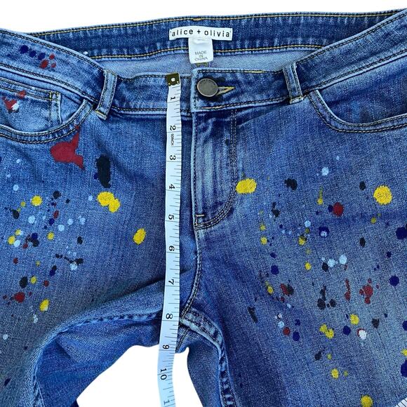 Alice + Olivia Sz 29 Joana Paint Splatter Skinny Jeans Stretch Pockets Zipper - Picture 14 of 16